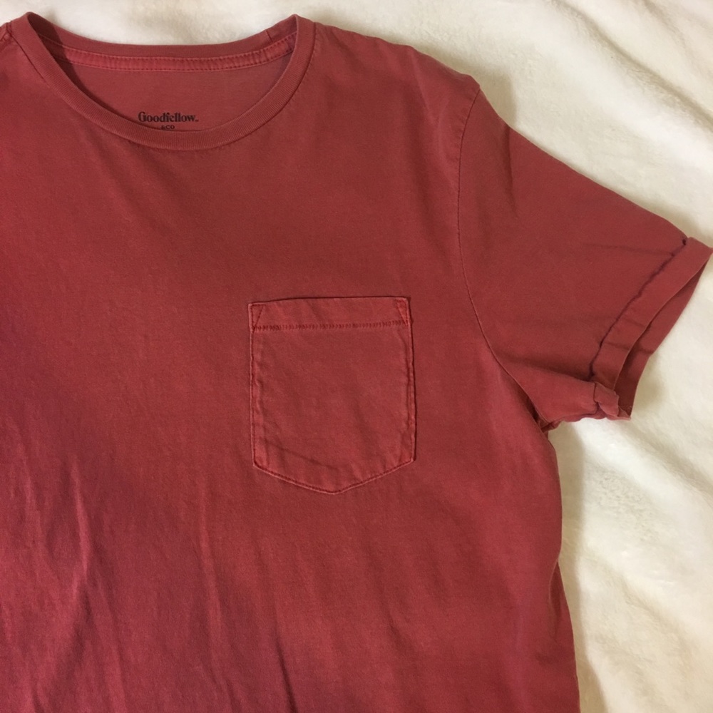 Plain Red Pocket Shirt Mens Size M